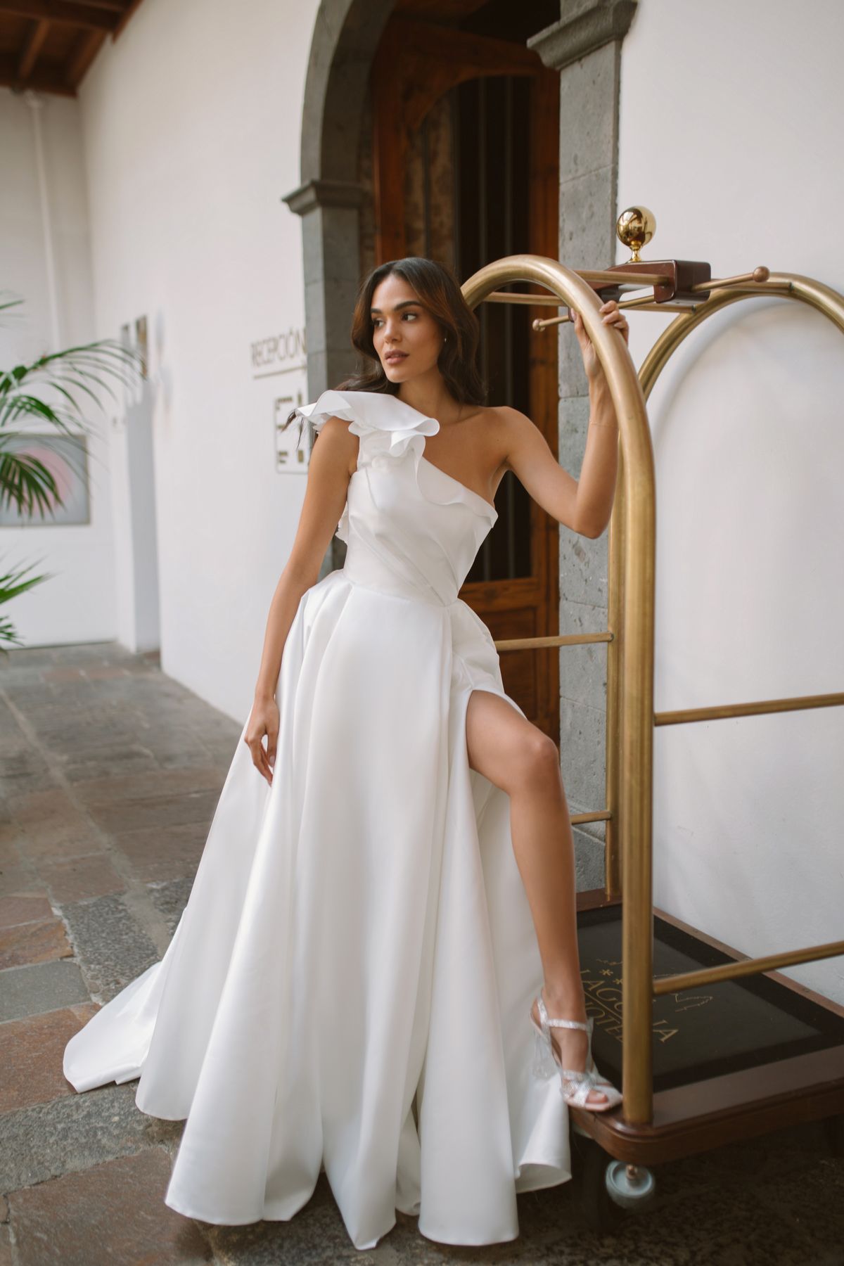 Rara Avis A-line one shoulder wedding dress Vada at Dell'Amore, Auckland, NZ 9