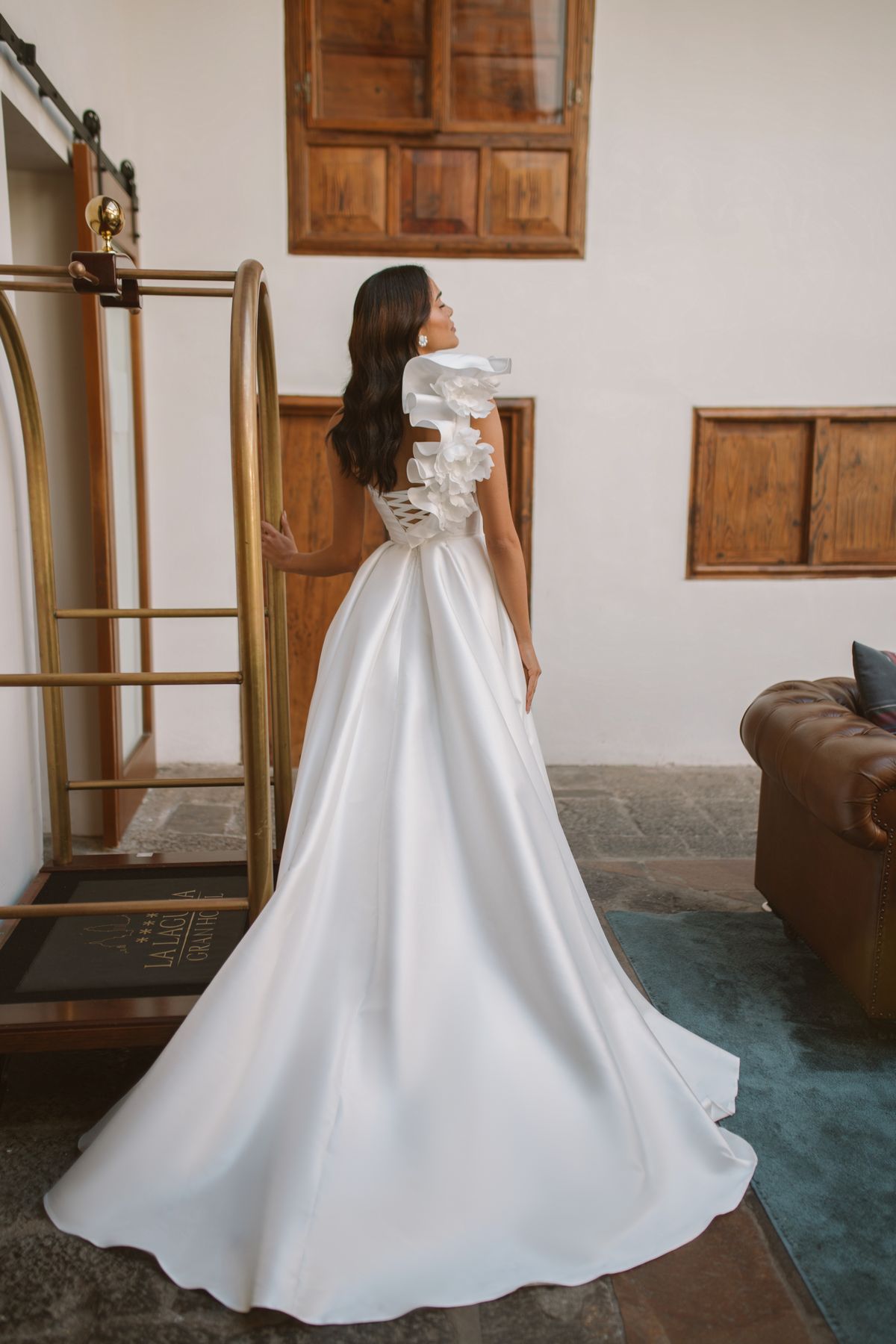 Rara Avis A-line one shoulder wedding dress Vada at Dell'Amore, Auckland, NZ 7