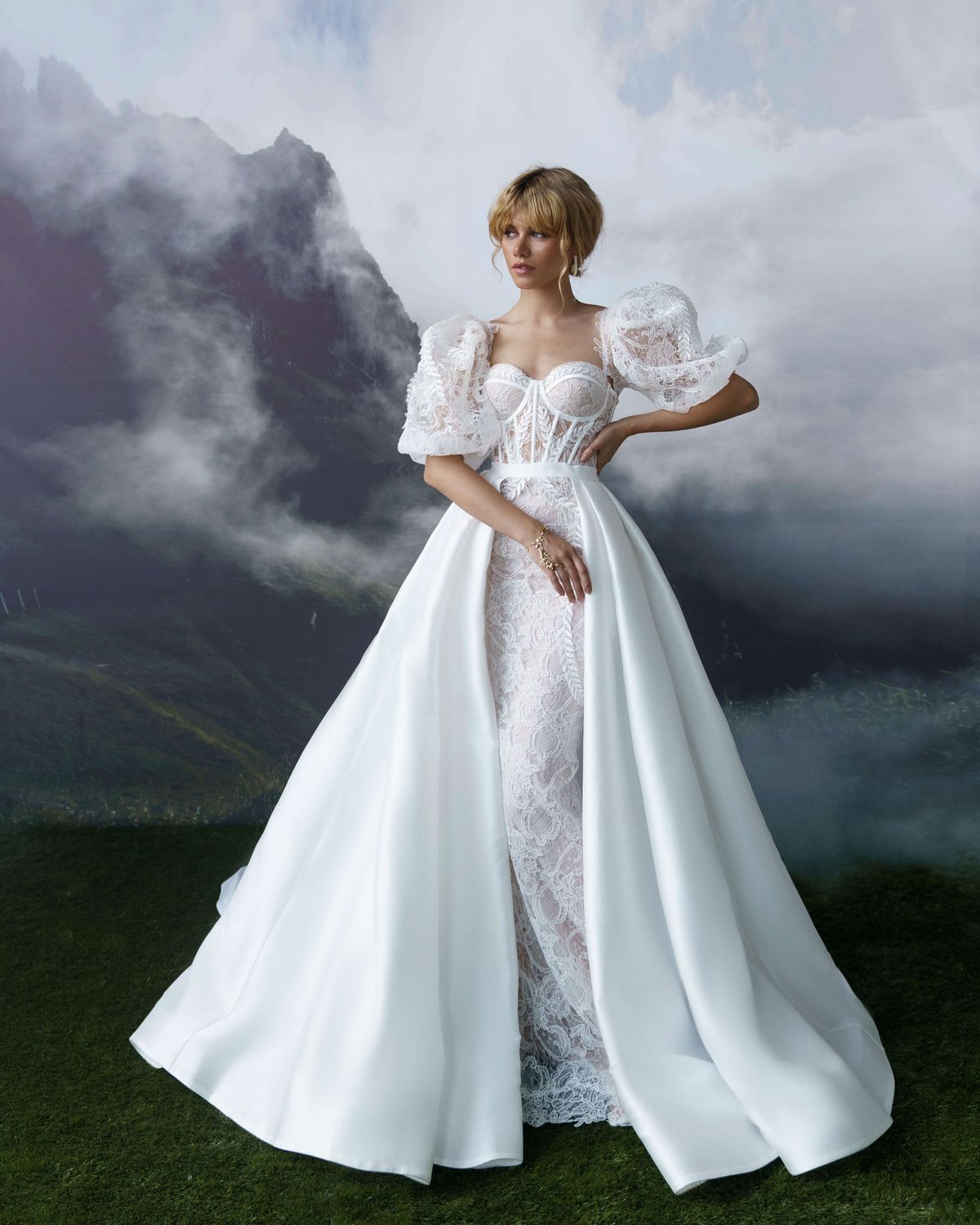 Rara Avis mermaid lace wedding dress Yiri with detachable skirt at Dell'Amore, Auckland, NZ.1