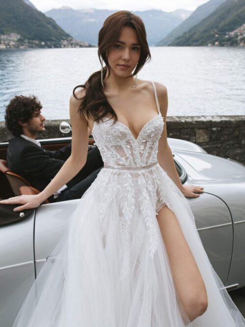 Rara Avis A-line strapped wedding dress Sapphere at Dell'Amore Bridal, 7