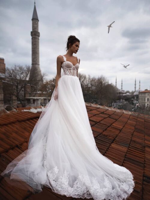 Corset A line wedding dress Dastin at Dell'Amore Bridal, Auckland, NZ.