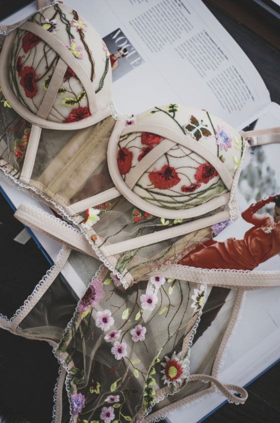 bridal bra and brief set Glein with red poppies, auckland, nz 1