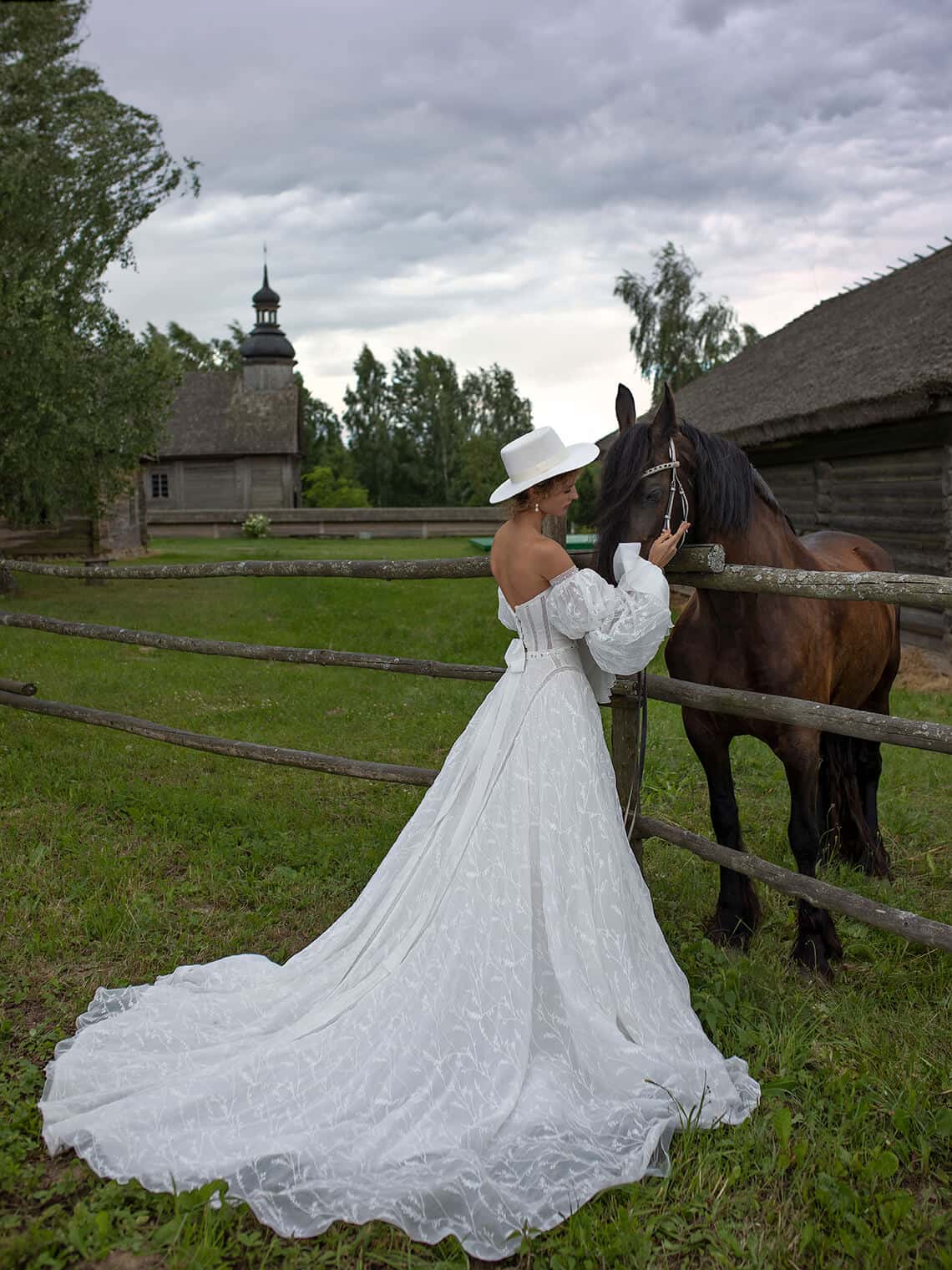 A line lace wedding dress Ranell with detachable long sleeves by Rara Avis at Dell' Amore Bridal, Auckland, NZ. 7