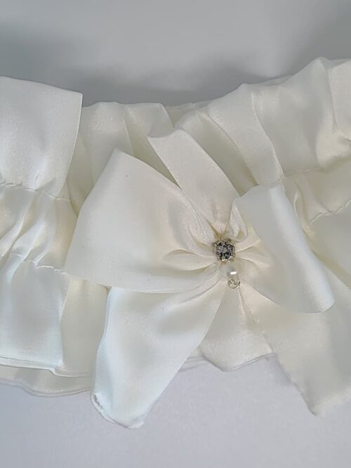 satin wedding garter with crystal by dellamore bridal