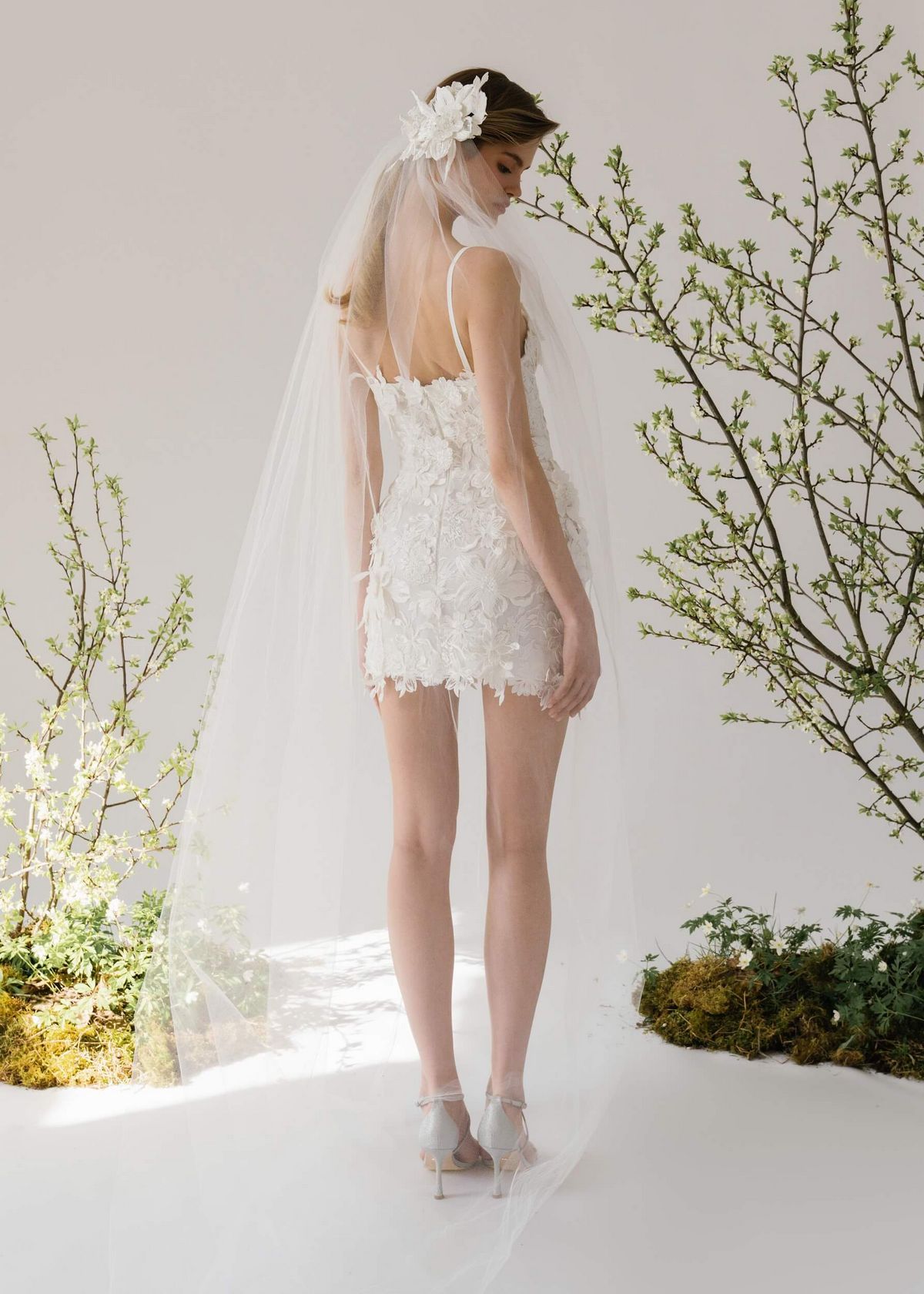 Rara Avis short lace wedding dress with skirt Solano at Dell'Amore Bridal, NZ. 8