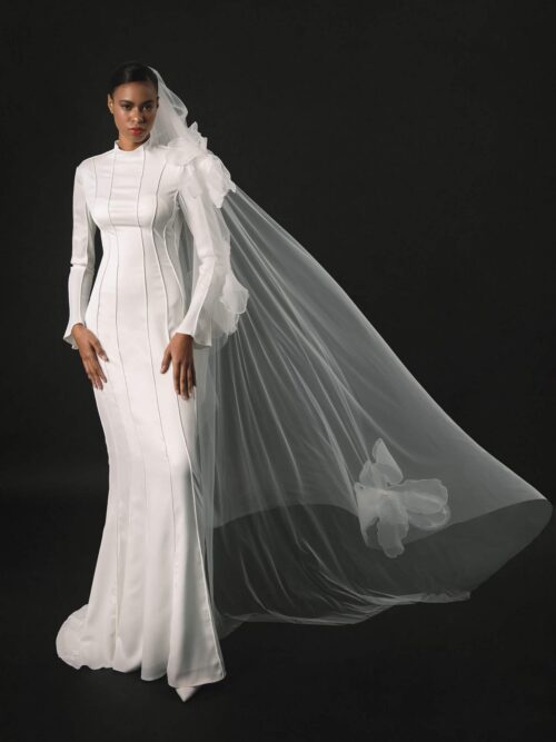 Rara Avis elegant fitted wedding dress Mistral at Dell'Amore Bridal, NZ. 4