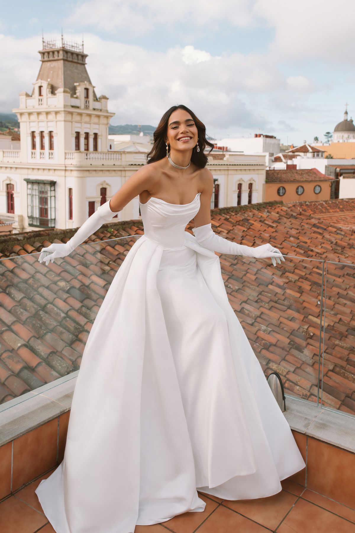 Rara Avis simple satin wedding dress Vanessa with straight neckline at Dell'Amore Bridal, NZ 7