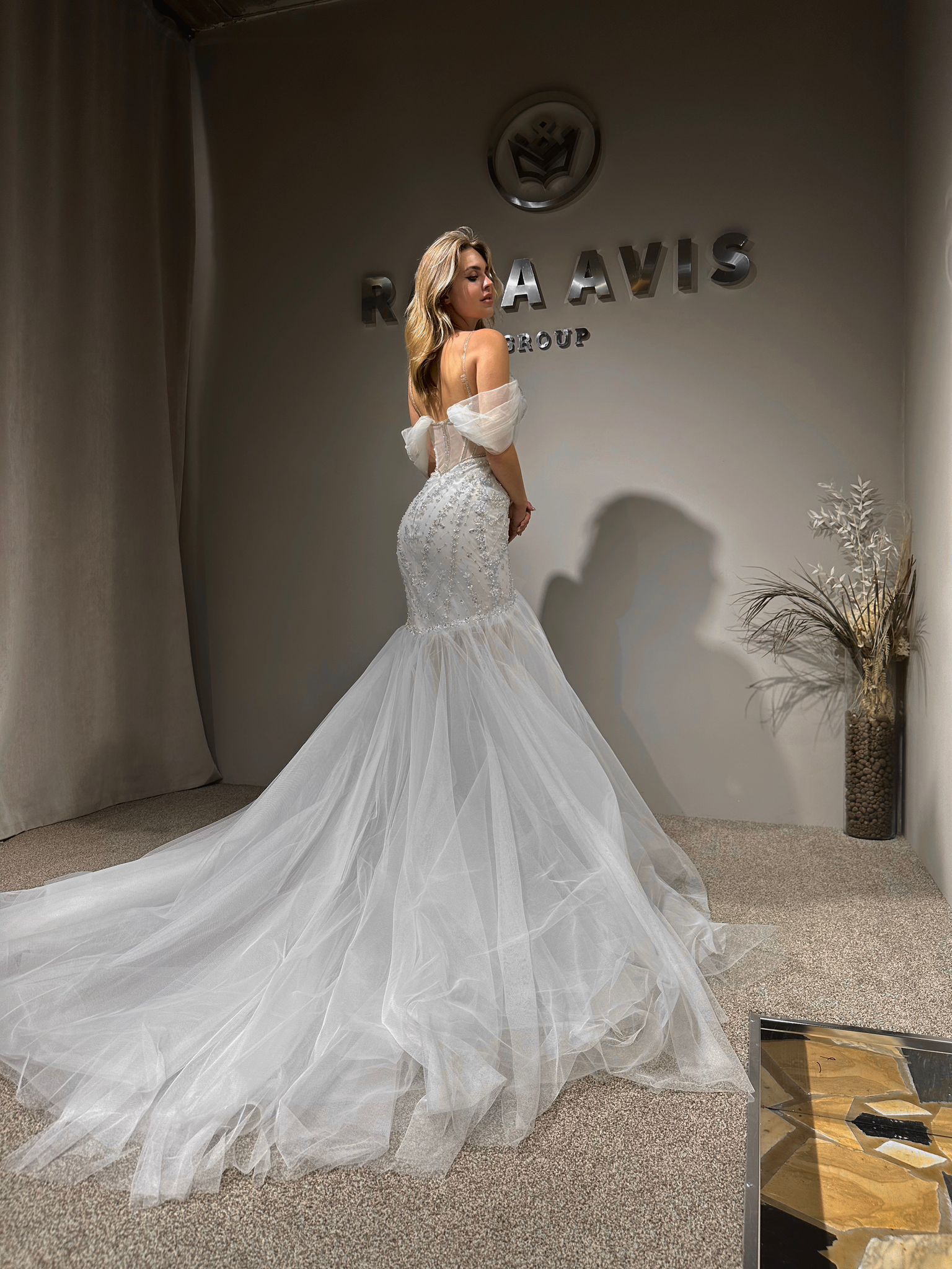 Mermaid wedding dress Opal with a puffy skirt by Rara Avis at Dell"Amore Bridal, Auckland.6